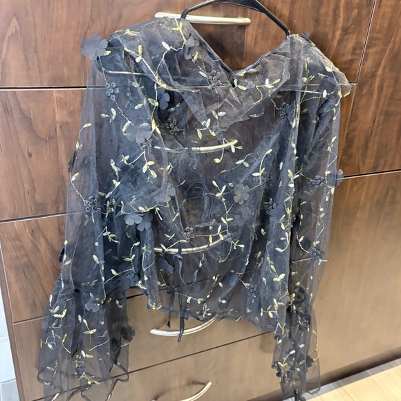 Disturbia Chrysanthi Applique Frill Collar Blouse - Picture 6 of 14